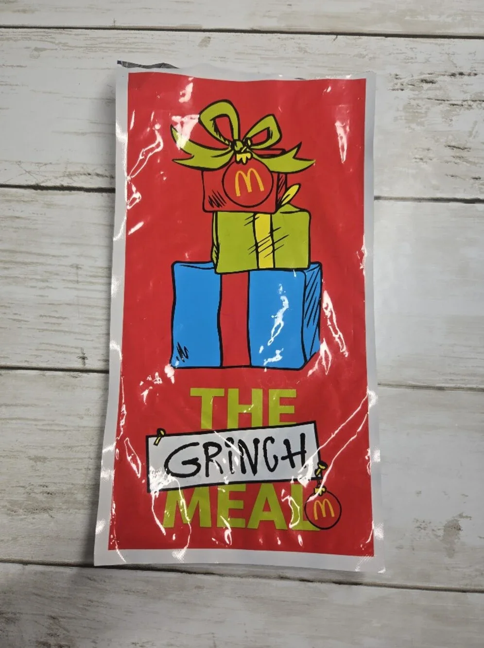 Grinch-Themed Red Crew Socks with Holiday Characters